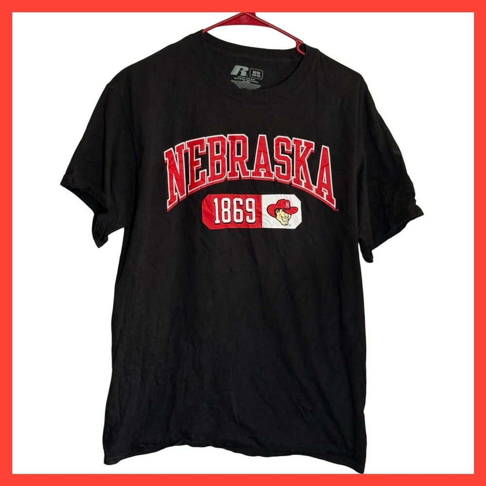 Russell Athletic Nebraska Huskers T-Shirt Mens Medium‎ Black 1869 Herbie Husker